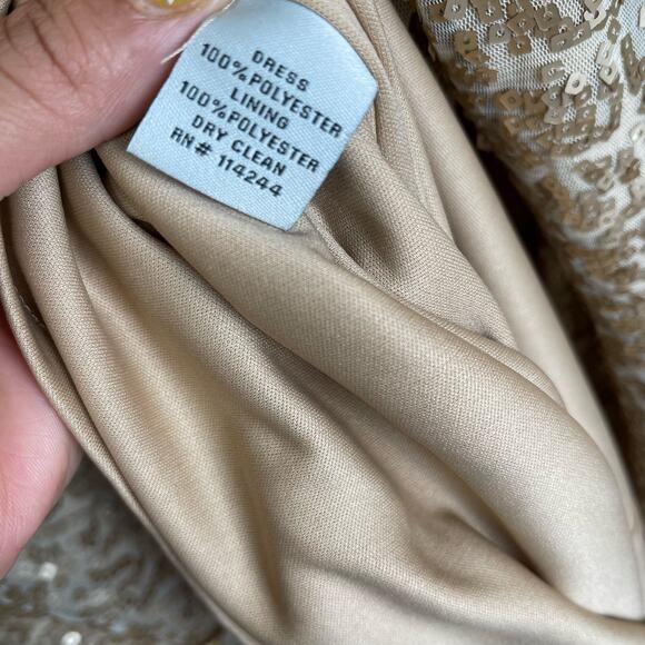 Eliza J Gold Sequin Dress Party Cocktail Formal Glam Cowl Neck Size 10 - Picture 8 of 8